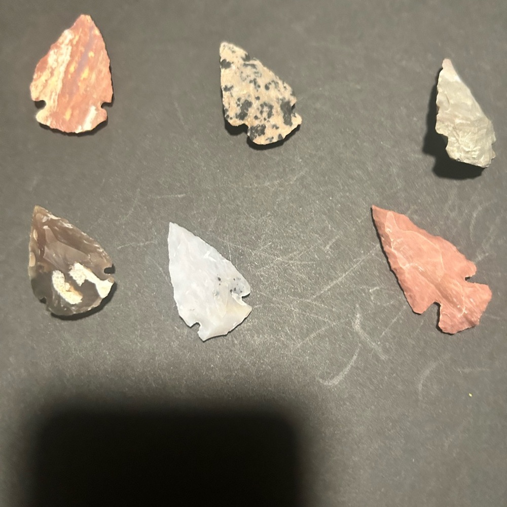 Set of Six Stone Arrowheads